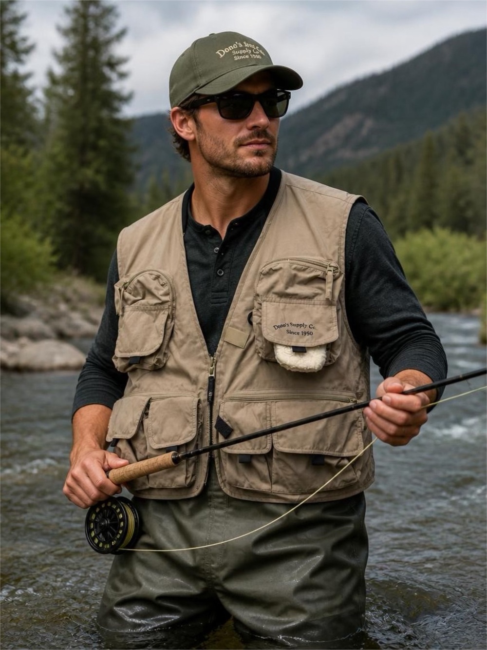 Dunn’s Men's Tan Ultimate Fishing Vest - Multi-Pocket Utility Jacket Sz XL